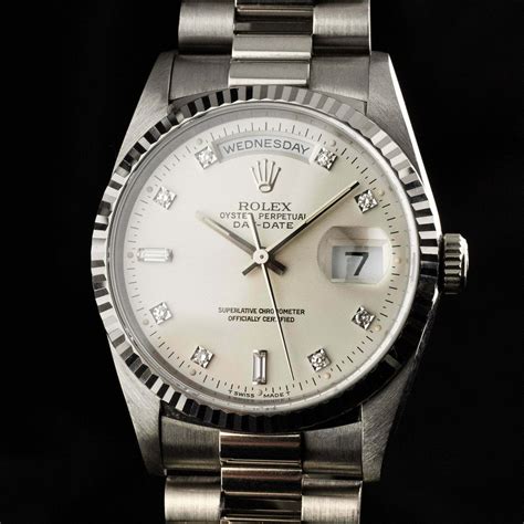 rolex day date 36mm white gold|rolex day date white dial.